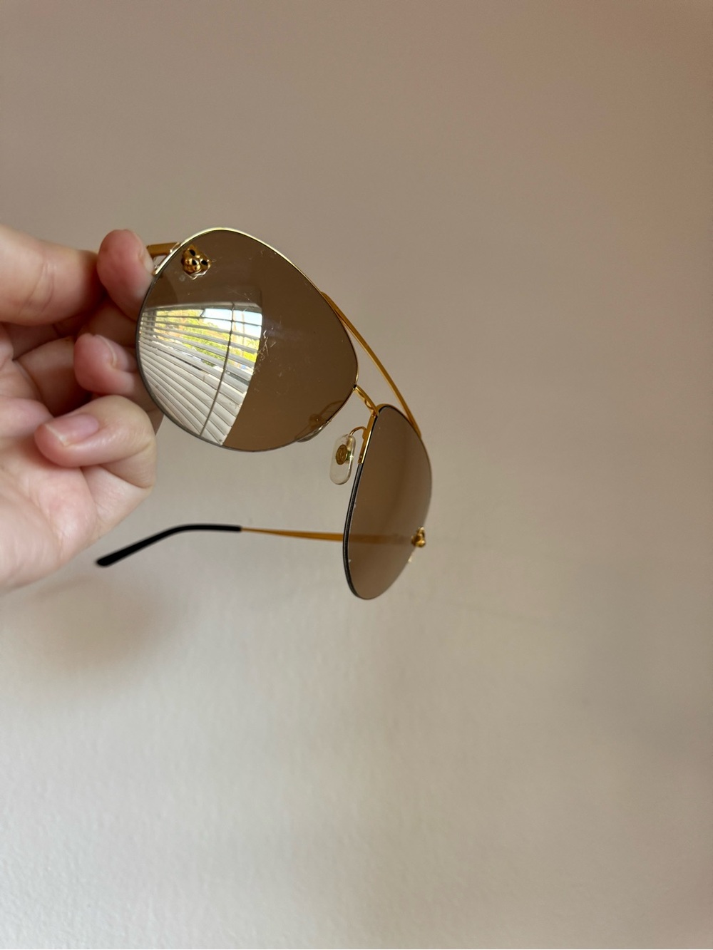 Cartier Gold Frame Brown Lens Aviator Sunglasses